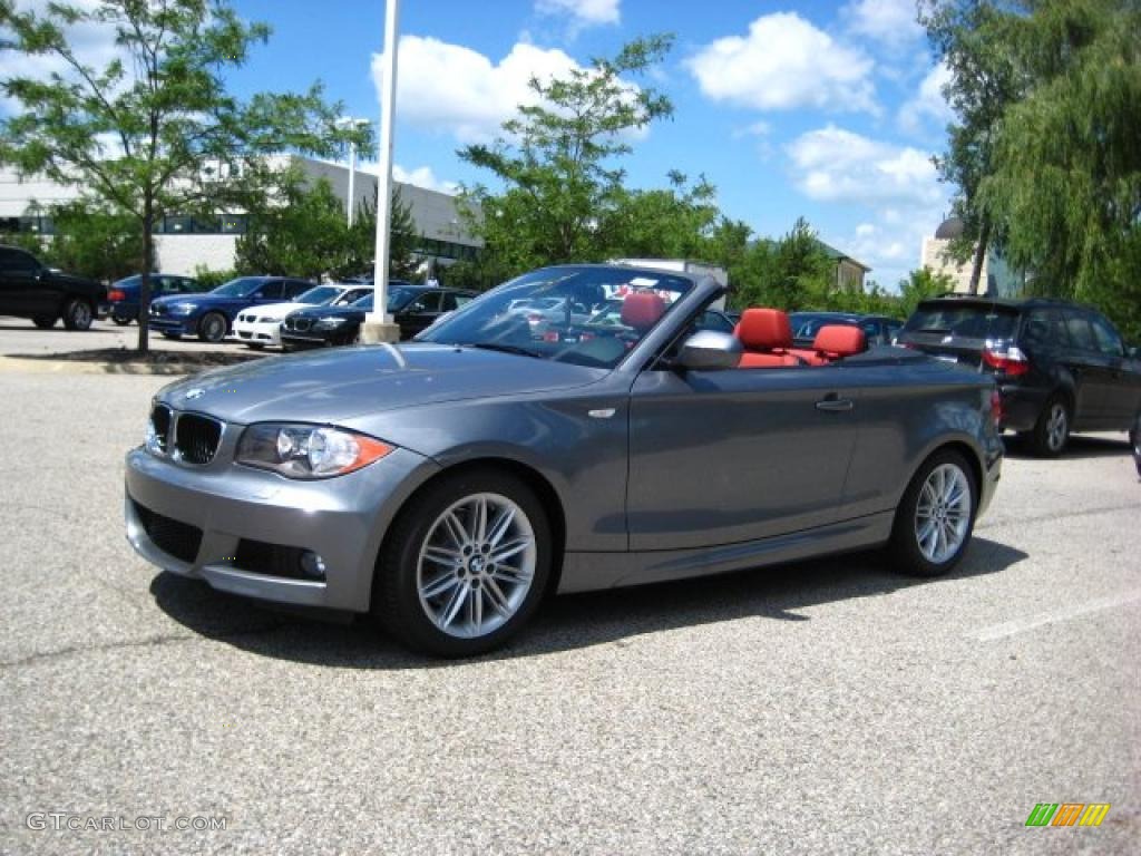 2011 1 Series 128i Convertible - Space Gray Metallic / Coral Red photo #1