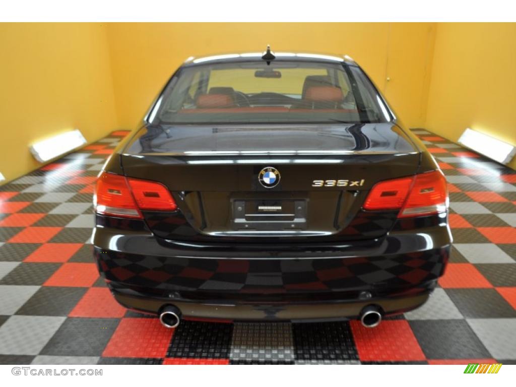 2008 3 Series 335xi Coupe - Jet Black / Coral Red/Black photo #5