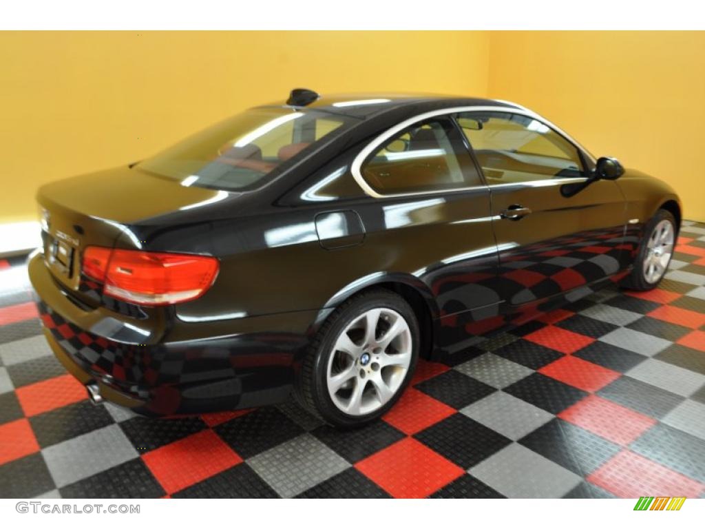 2008 3 Series 335xi Coupe - Jet Black / Coral Red/Black photo #6