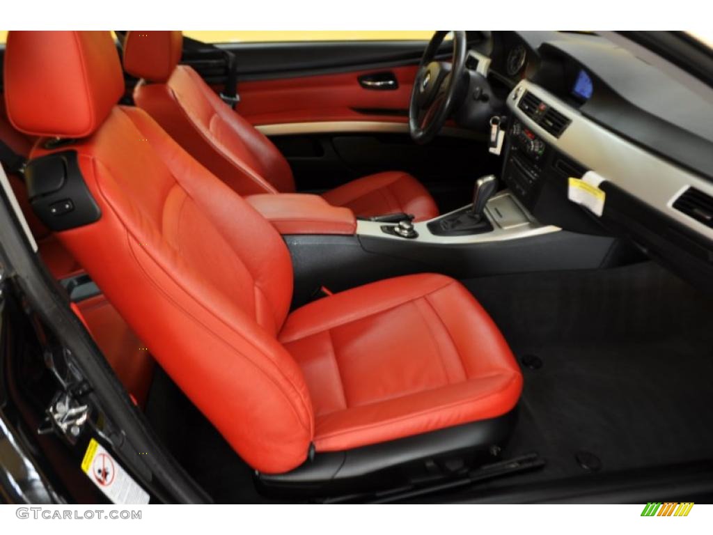 2008 3 Series 335xi Coupe - Jet Black / Coral Red/Black photo #16