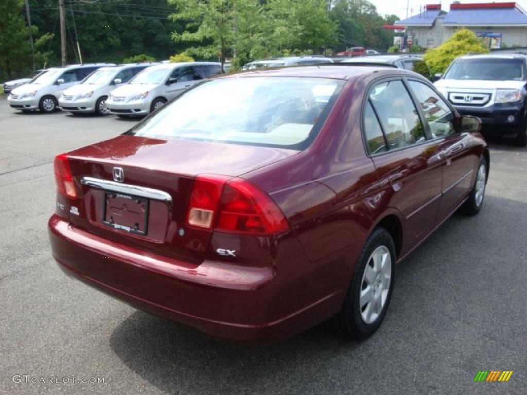 2002 Civic EX Sedan - Radiant Ruby Red Pearl / Beige photo #4