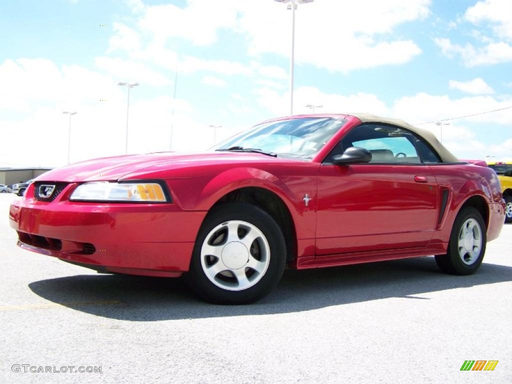 2000 Mustang V6 Convertible - Laser Red Metallic / Medium Parchment photo #5