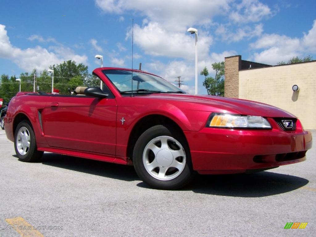 2000 Mustang V6 Convertible - Laser Red Metallic / Medium Parchment photo #9