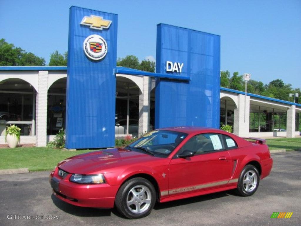 2002 Mustang V6 Coupe - Laser Red Metallic / Medium Parchment photo #1