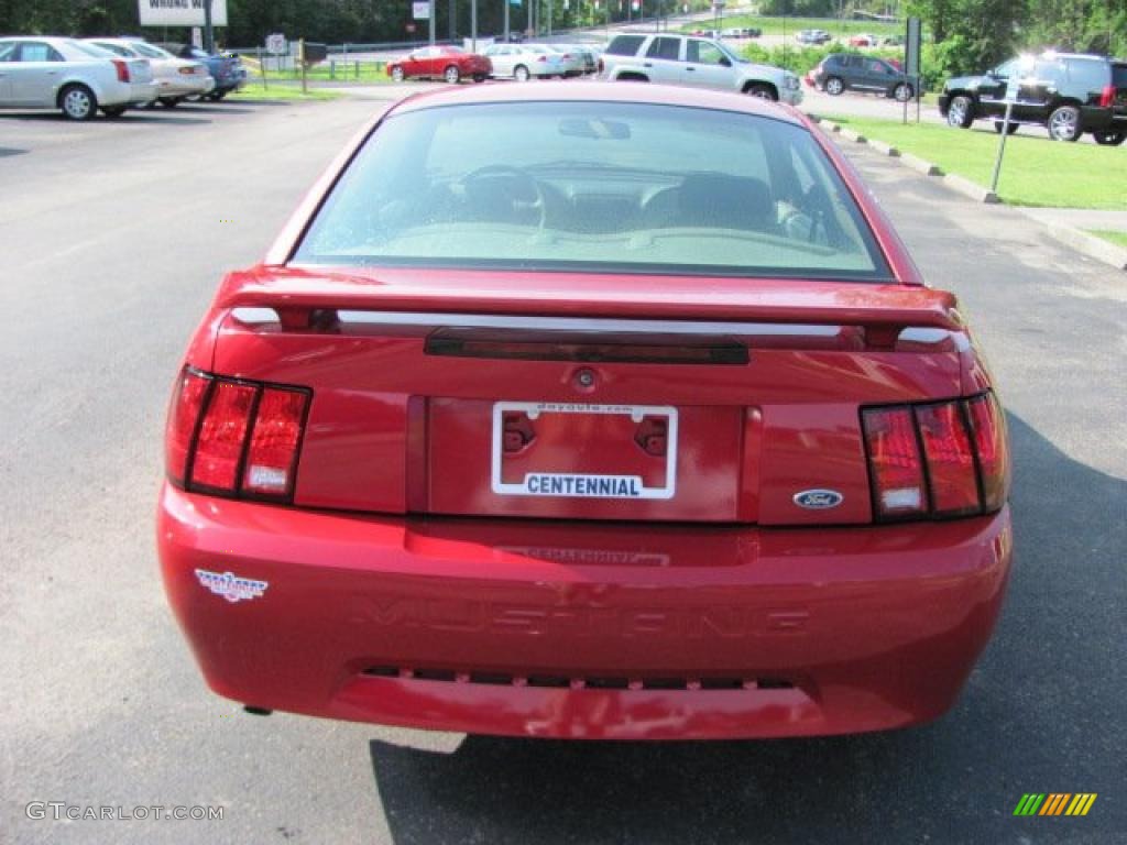 2002 Mustang V6 Coupe - Laser Red Metallic / Medium Parchment photo #4