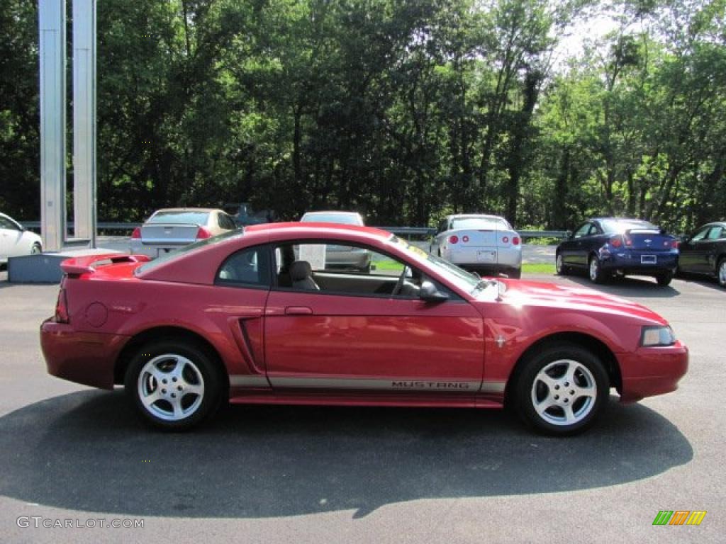 2002 Mustang V6 Coupe - Laser Red Metallic / Medium Parchment photo #5
