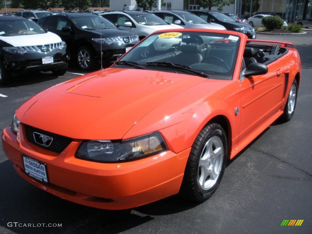 2004 Mustang V6 Convertible - Competition Orange / Dark Charcoal photo #1