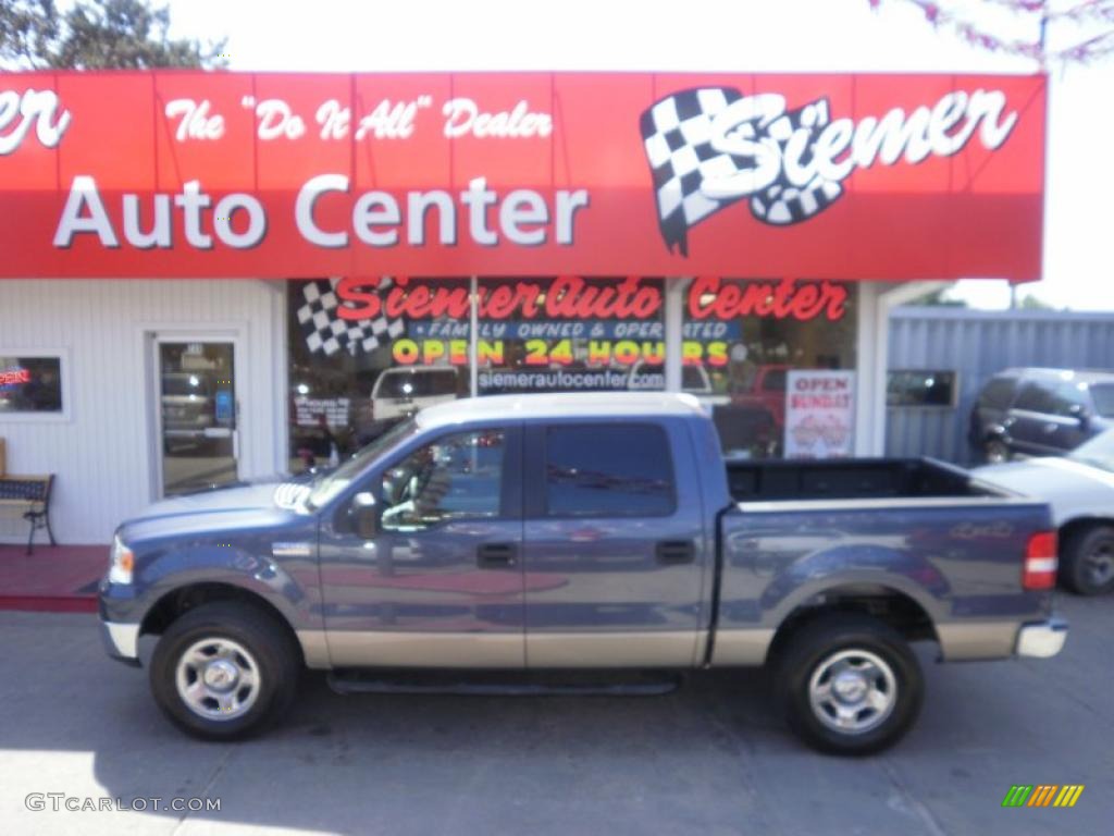 2005 F150 XLT SuperCrew 4x4 - Medium Wedgewood Blue Metallic / Tan photo #6