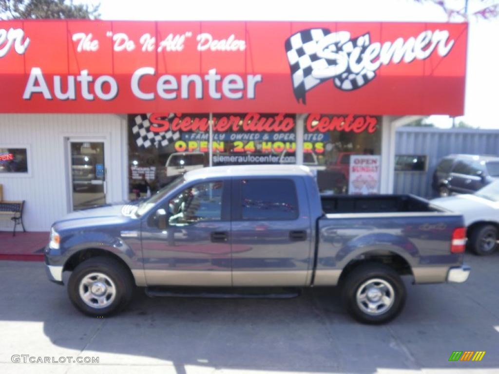 2005 F150 XLT SuperCrew 4x4 - Medium Wedgewood Blue Metallic / Tan photo #7