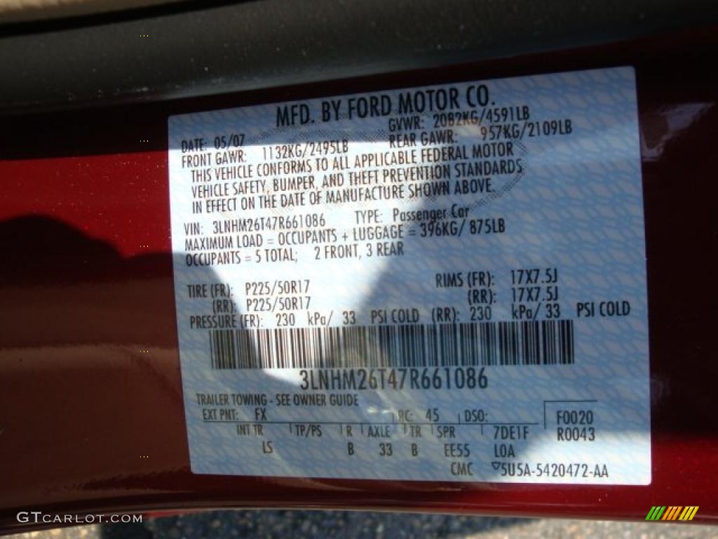 2007 MKZ Sedan - Merlot Metallic / Sand photo #14