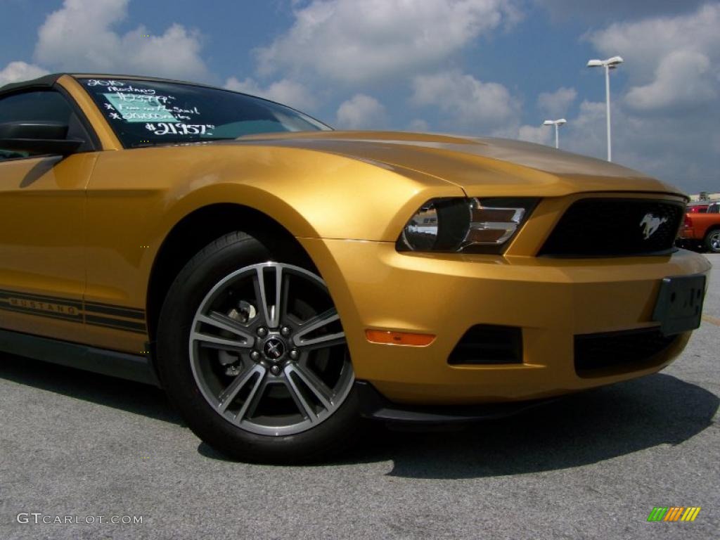 2010 Mustang V6 Premium Convertible - Sunset Gold Metallic / Charcoal Black photo #2