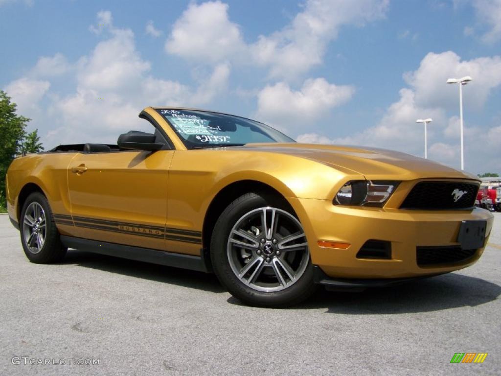 2010 Mustang V6 Premium Convertible - Sunset Gold Metallic / Charcoal Black photo #10