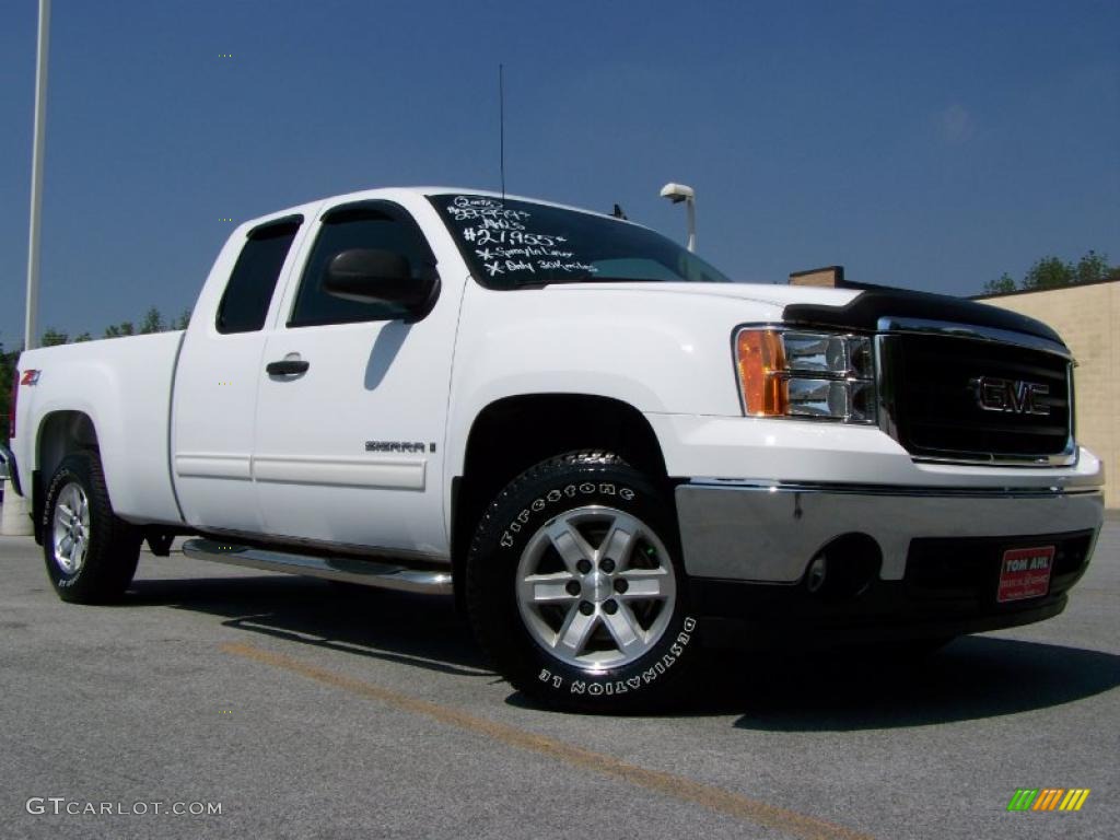 2008 Sierra 1500 SLE Extended Cab 4x4 - Summit White / Ebony photo #1