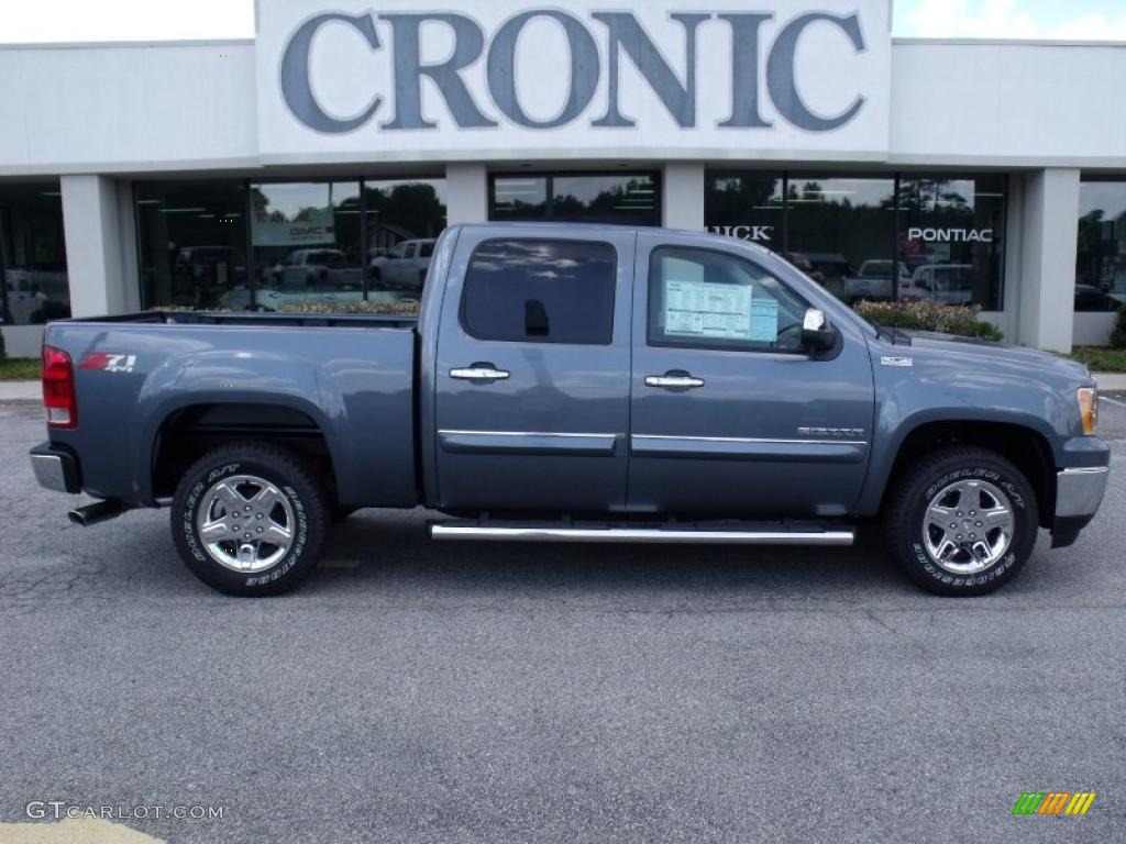 2010 Sierra 1500 SLE Crew Cab 4x4 - Stealth Gray Metallic / Ebony photo #1