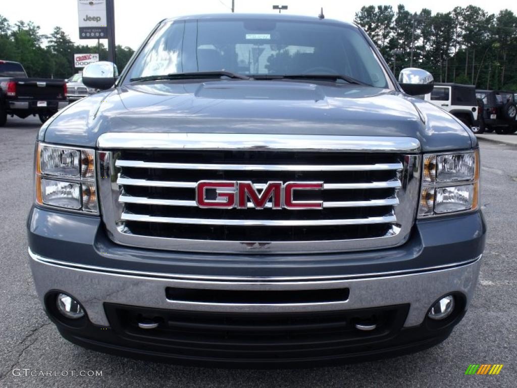 2010 Sierra 1500 SLE Crew Cab 4x4 - Stealth Gray Metallic / Ebony photo #3