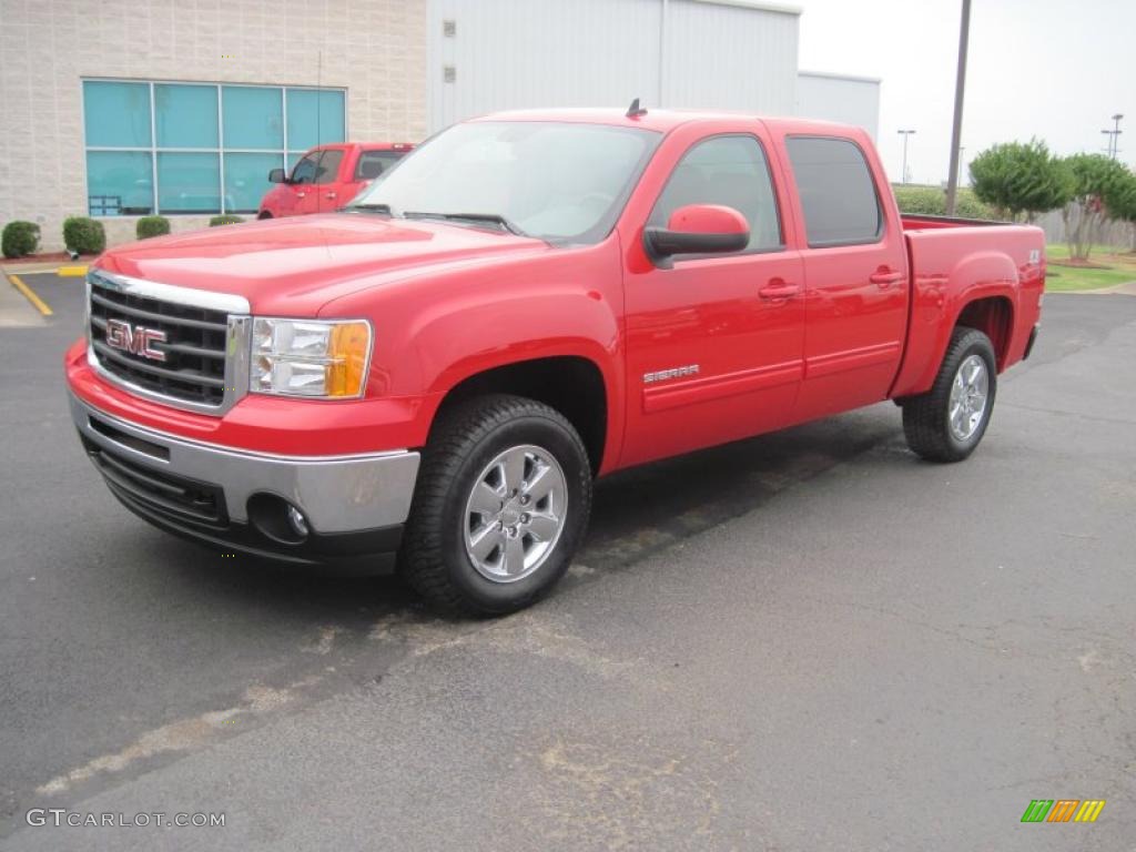 2010 Sierra 1500 SLT Crew Cab 4x4 - Fire Red / Cocoa/Light Cashmere photo #1