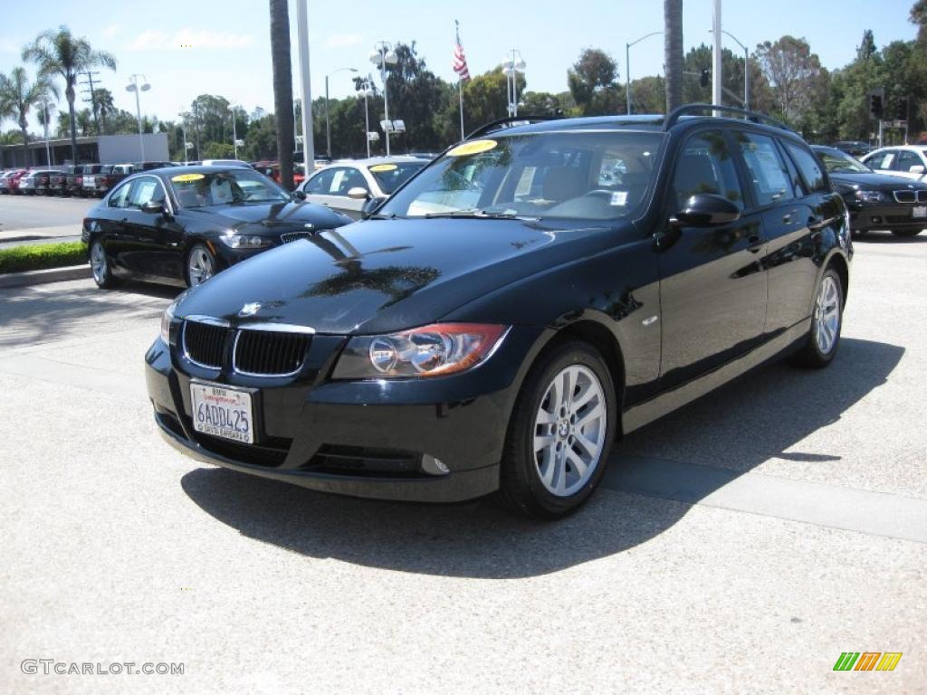 2007 3 Series 328i Wagon - Jet Black / Beige photo #1