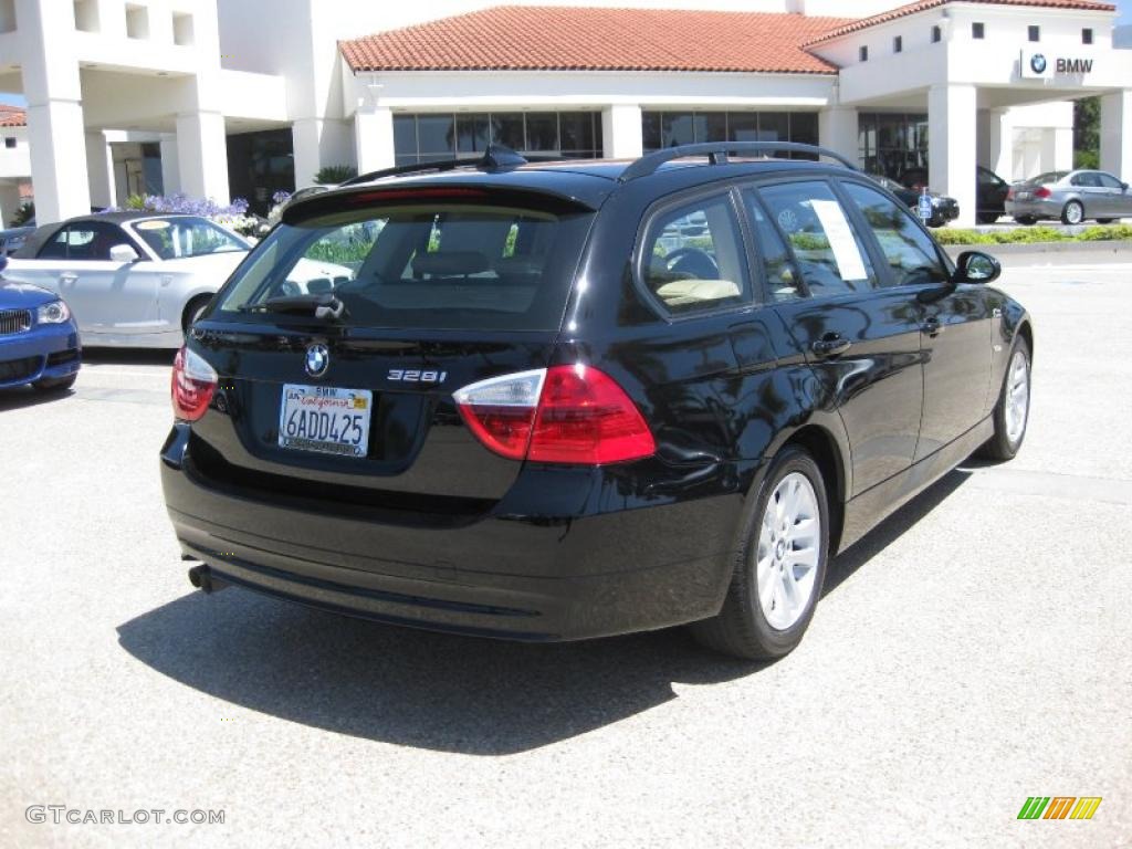 2007 3 Series 328i Wagon - Jet Black / Beige photo #5