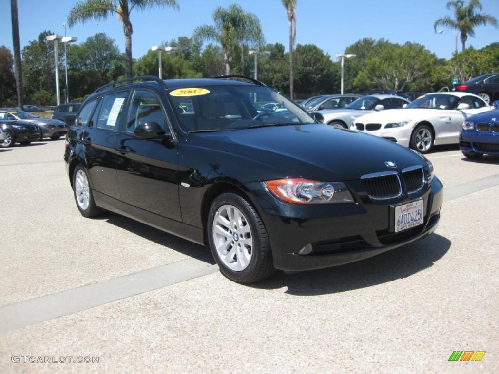 2007 3 Series 328i Wagon - Jet Black / Beige photo #7