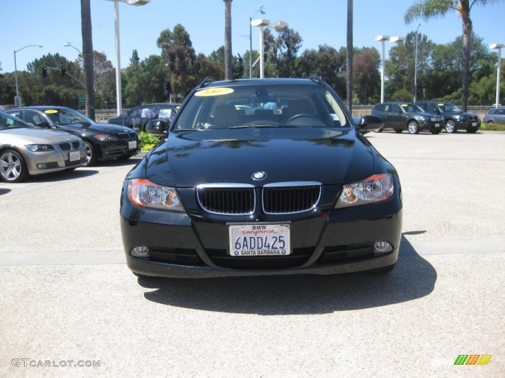 2007 3 Series 328i Wagon - Jet Black / Beige photo #8