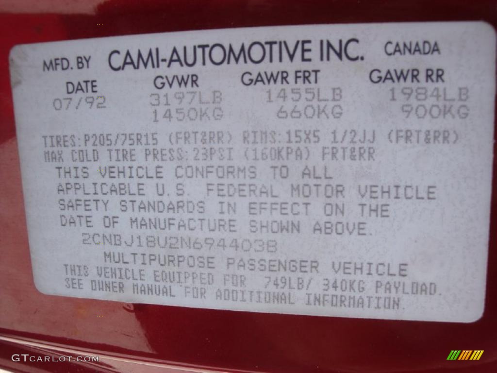 1992 Geo Tracker LSi Soft Top 4x4 Info Tag Photos