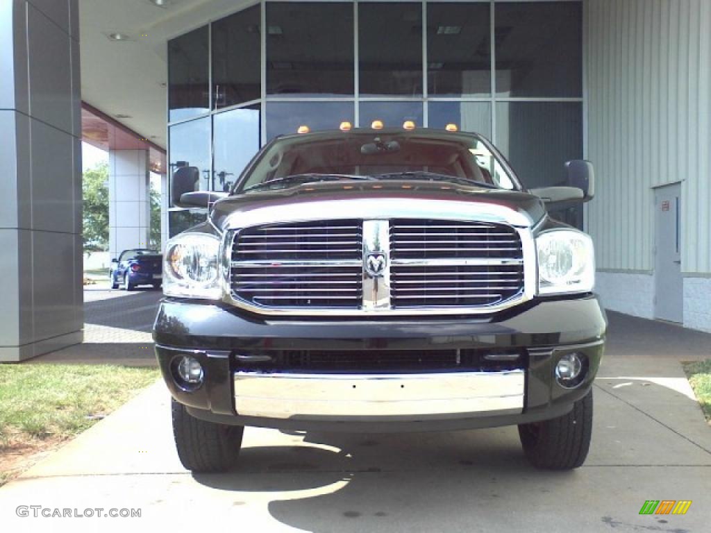 2008 Ram 3500 Laramie Quad Cab 4x4 Dually - Brilliant Black Crystal Pearl / Medium Slate Gray photo #2