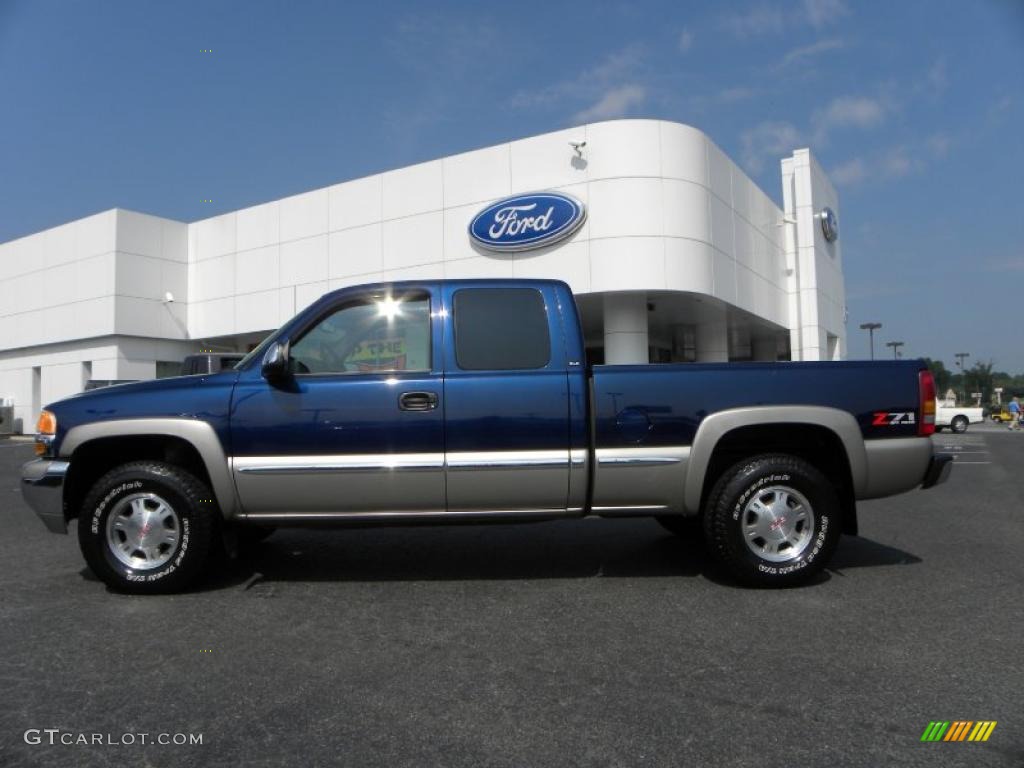 2001 Sierra 1500 SLE Extended Cab 4x4 - Indigo Blue Metallic / Graphite photo #4