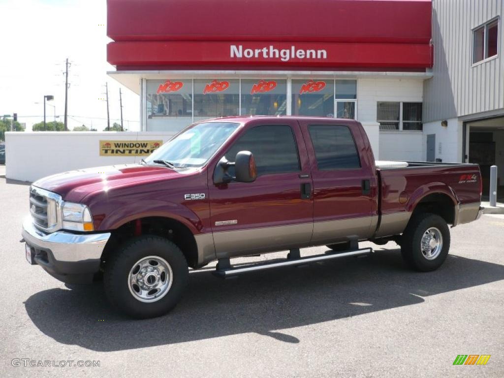 2004 F350 Super Duty XLT Crew Cab 4x4 - Dark Toreador Red Metallic / Medium Parchment photo #1