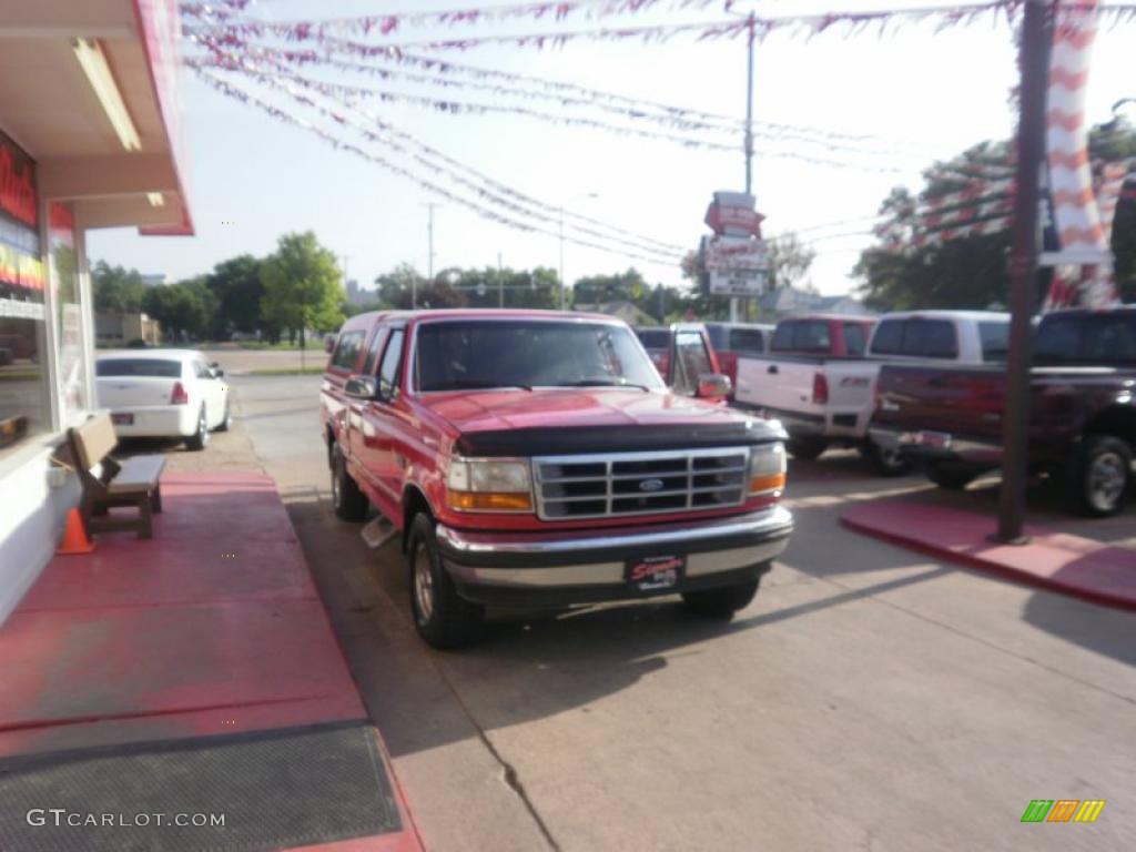 1995 F150 XLT Extended Cab 4x4 - Vermillion Red / Gray photo #34