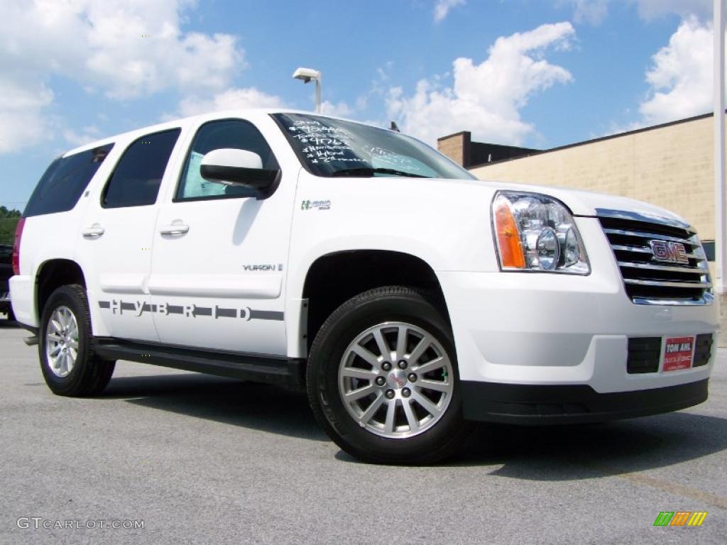 2009 Yukon Hybrid 4x4 - Summit White / Light Titanium photo #1