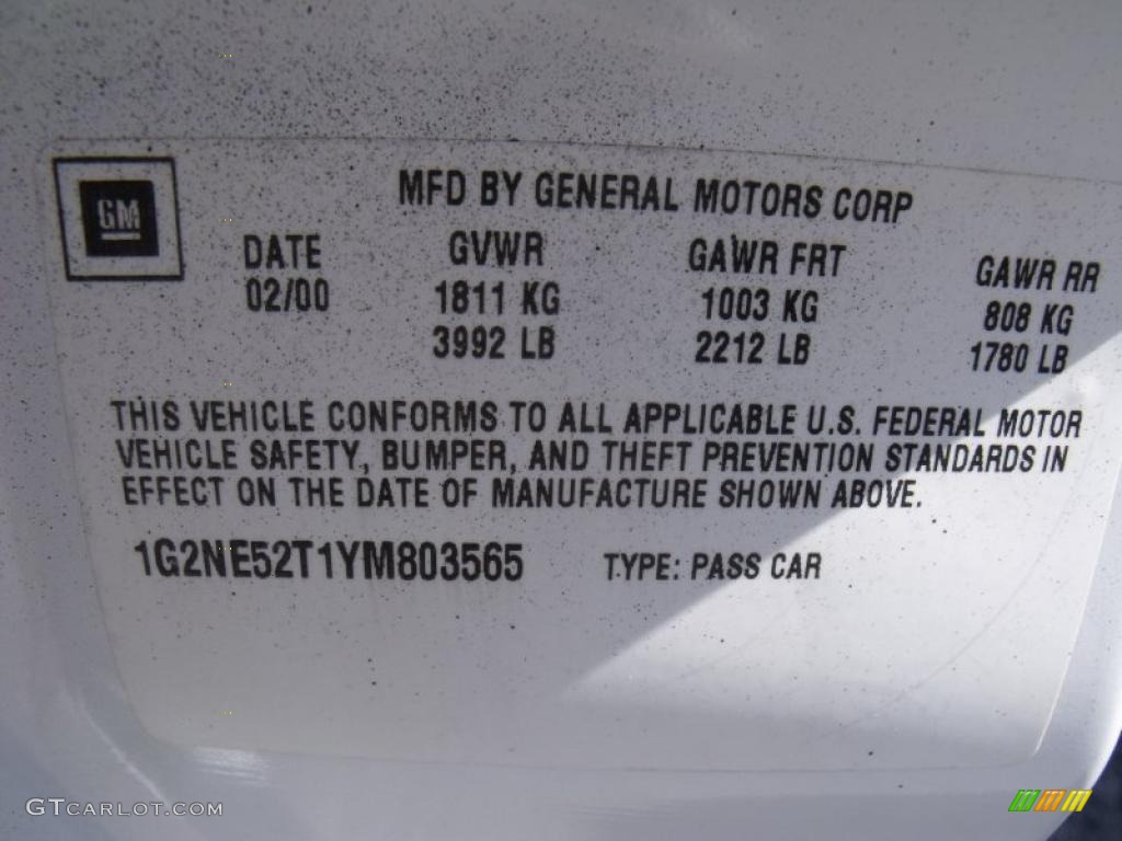 2000 Grand Am SE Sedan - Arctic White / Dark Taupe photo #21