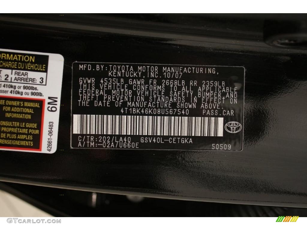 2008 Camry XLE V6 - Black / Bisque photo #30