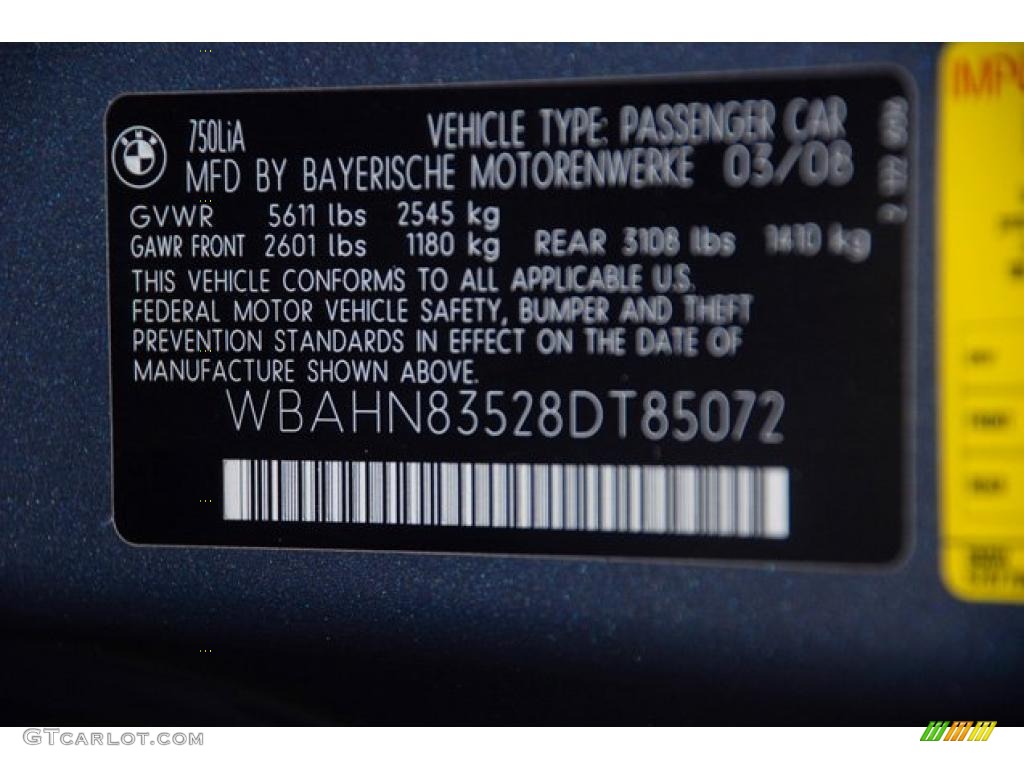 2008 7 Series 750Li Sedan - Michigan Blue Metallic / Beige photo #9