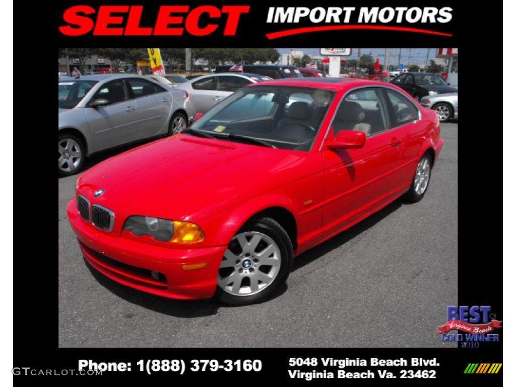 2000 3 Series 323i Coupe - Bright Red / Sand photo #1