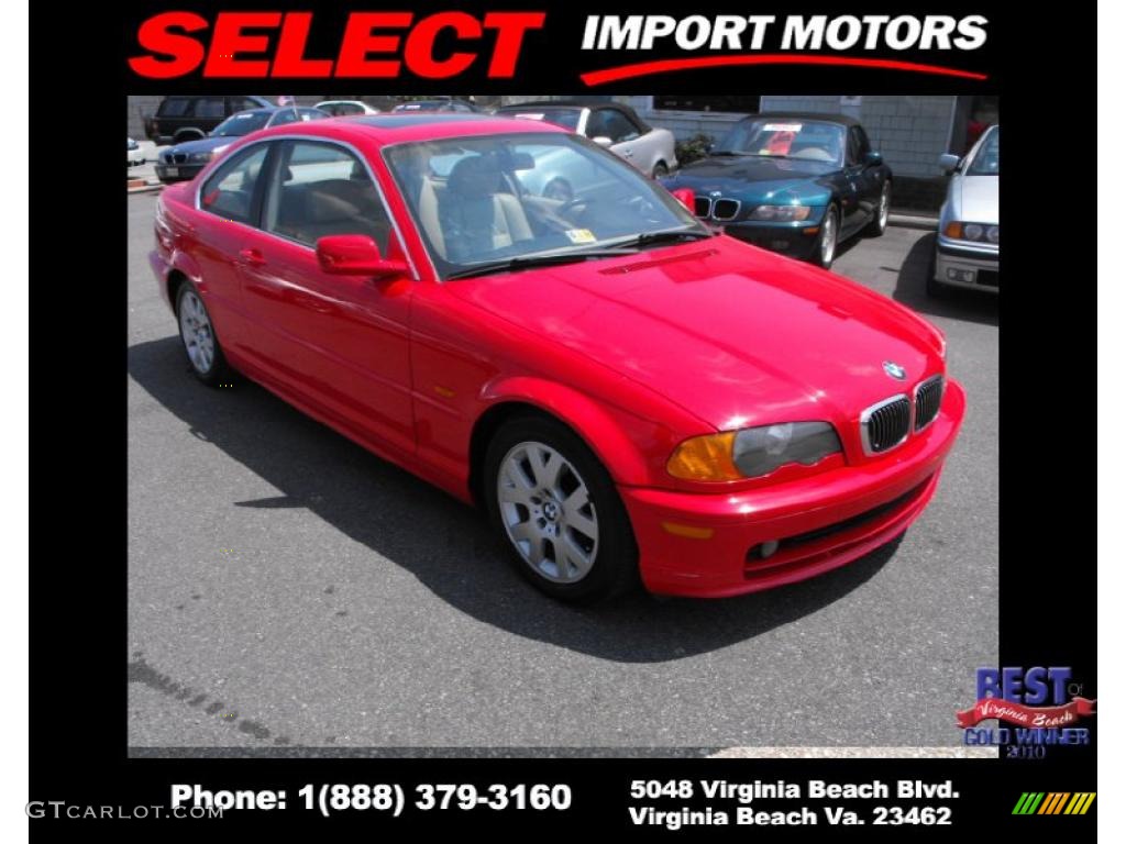 2000 3 Series 323i Coupe - Bright Red / Sand photo #3