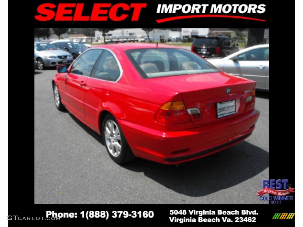 2000 3 Series 323i Coupe - Bright Red / Sand photo #6
