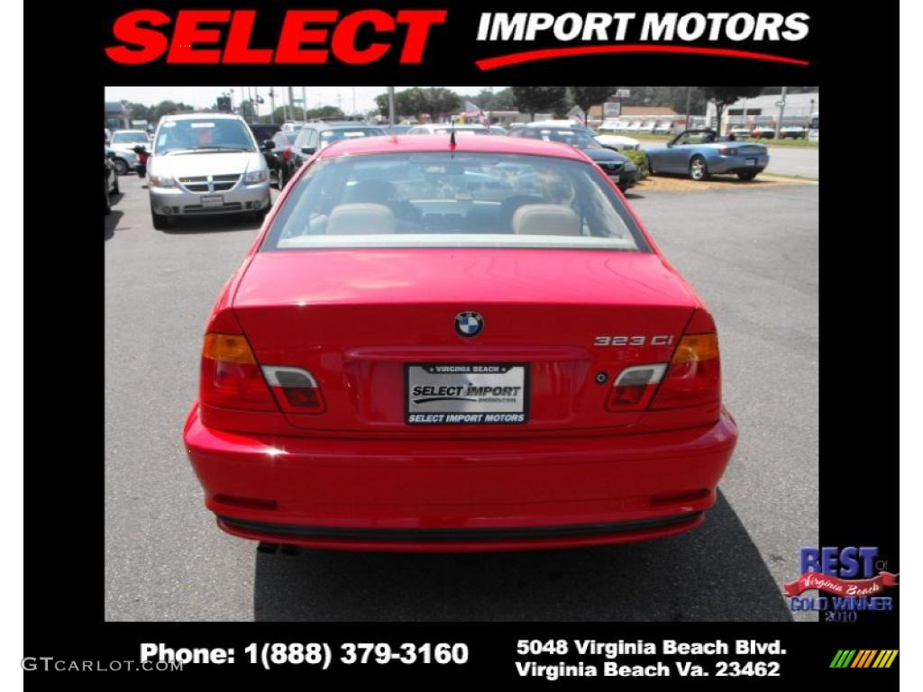 2000 3 Series 323i Coupe - Bright Red / Sand photo #9