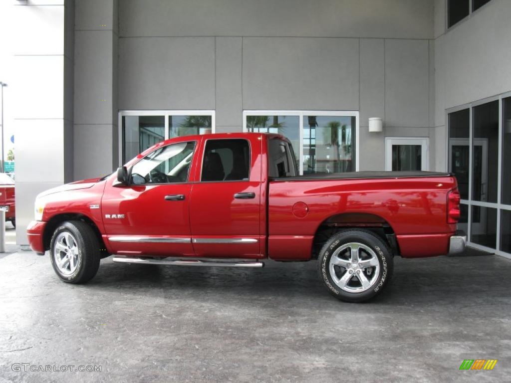 2008 Ram 1500 Laramie Quad Cab - Inferno Red Crystal Pearl / Medium Slate Gray photo #2