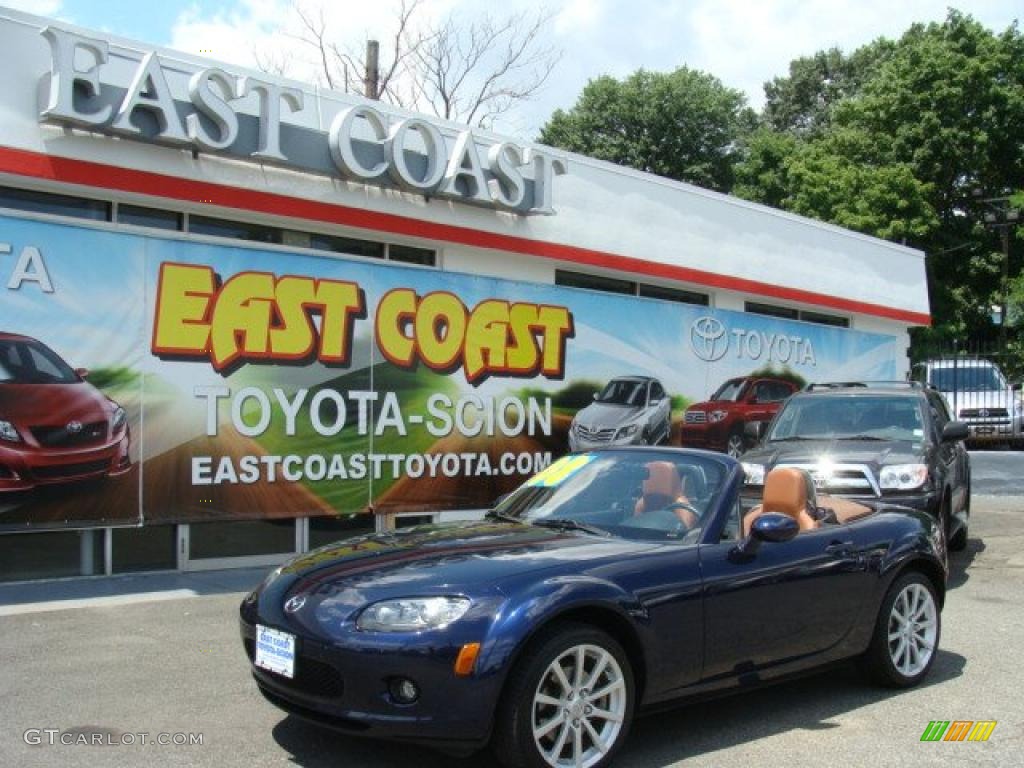 2008 MX-5 Miata Grand Touring Roadster - Stormy Blue Mica / Saddle Brown photo #1