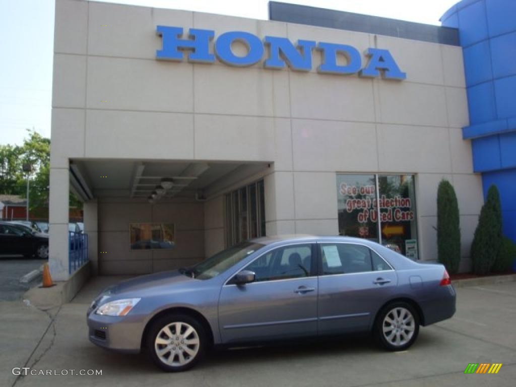 2007 Accord SE V6 Sedan - Cool Blue Metallic / Gray photo #1