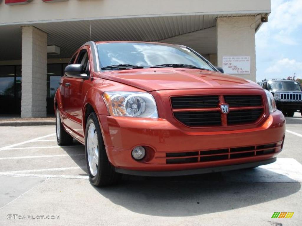 2008 Caliber SXT - Sunburst Orange Pearl / Dark Slate Gray/Red photo #1