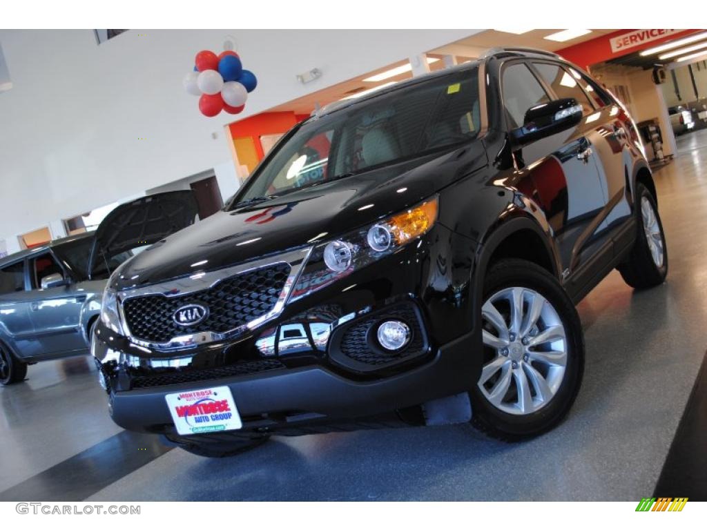 2011 Sorento EX AWD - Ebony Black / Beige photo #2