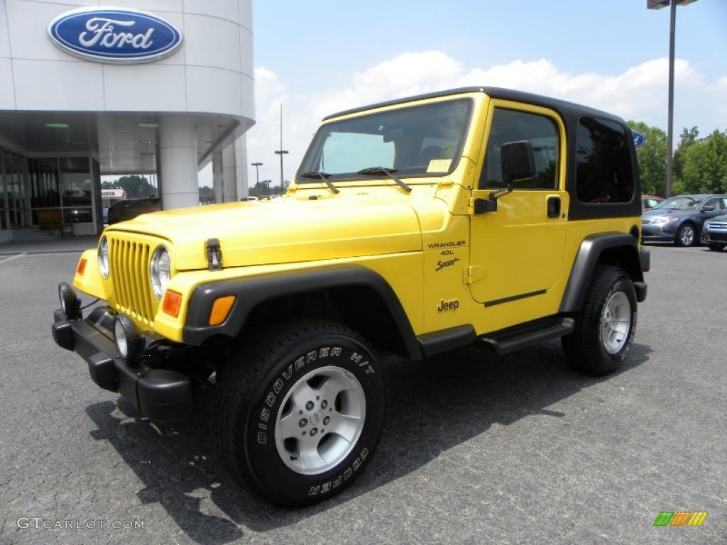 2000 Wrangler Sport 4x4 - Solar Yellow / Agate photo #6