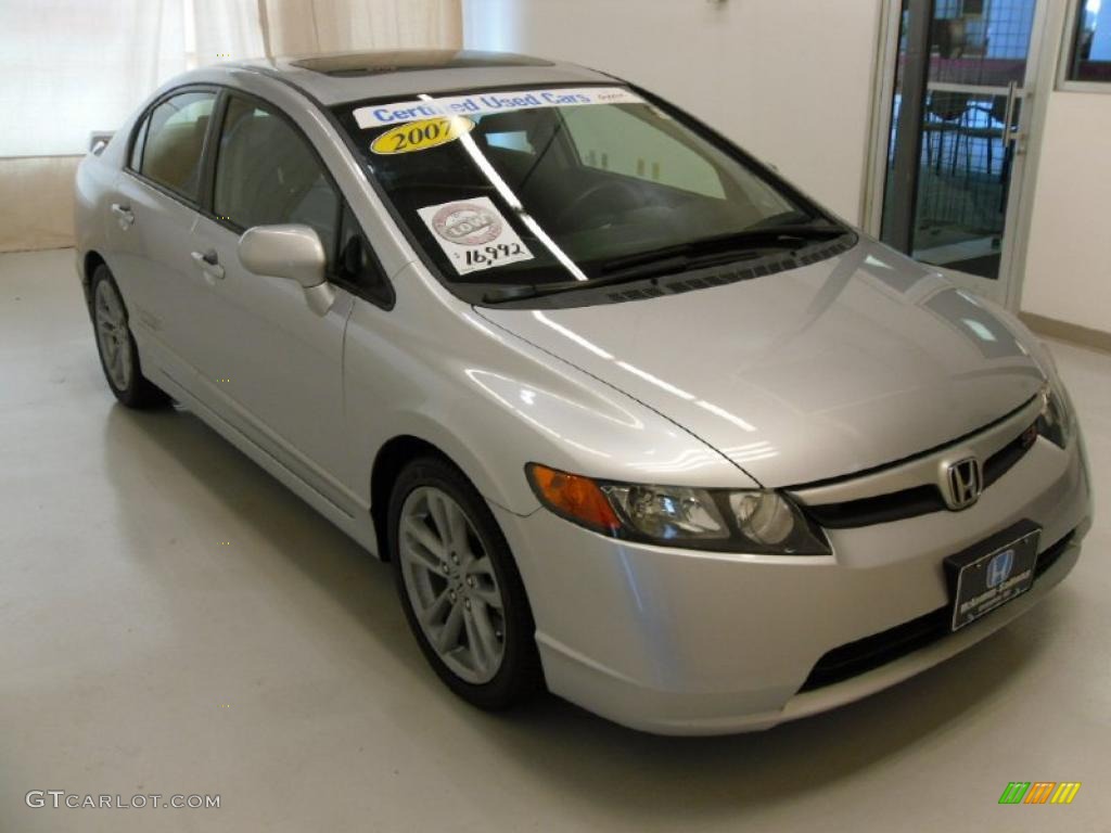 2007 Civic Si Sedan - Alabaster Silver Metallic / Black photo #5