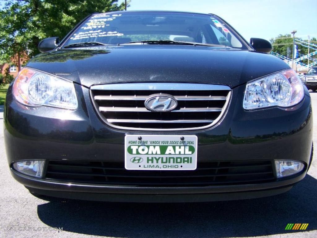 2009 Elantra GLS Sedan - Black Pearl / Gray photo #2