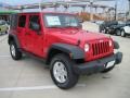 2010 Flame Red Jeep Wrangler Unlimited Sport 4x4  photo #2