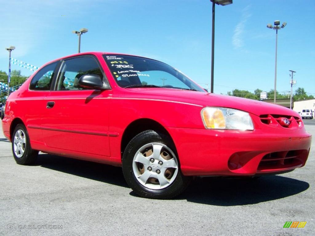 2000 Accent GS Coupe - Chili Red / Gray photo #1
