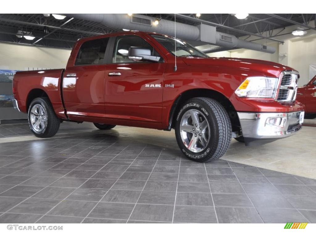 2010 Ram 1500 Big Horn Crew Cab - Inferno Red Crystal Pearl / Dark Slate/Medium Graystone photo #3