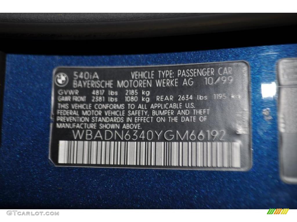 2000 5 Series 540i Sedan - Biarritz Blue Metallic / Gray photo #9