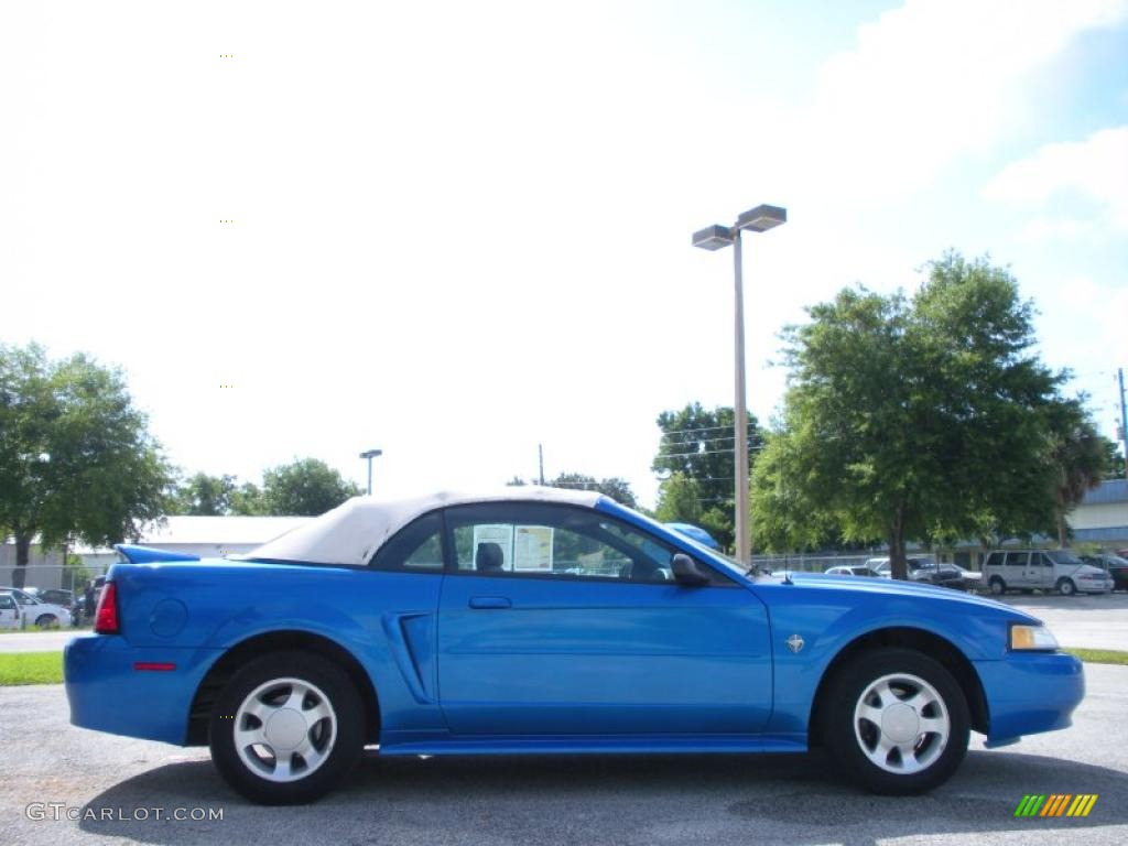 1999 Mustang V6 Convertible - Atlantic Blue Metallic / Light Graphite photo #4